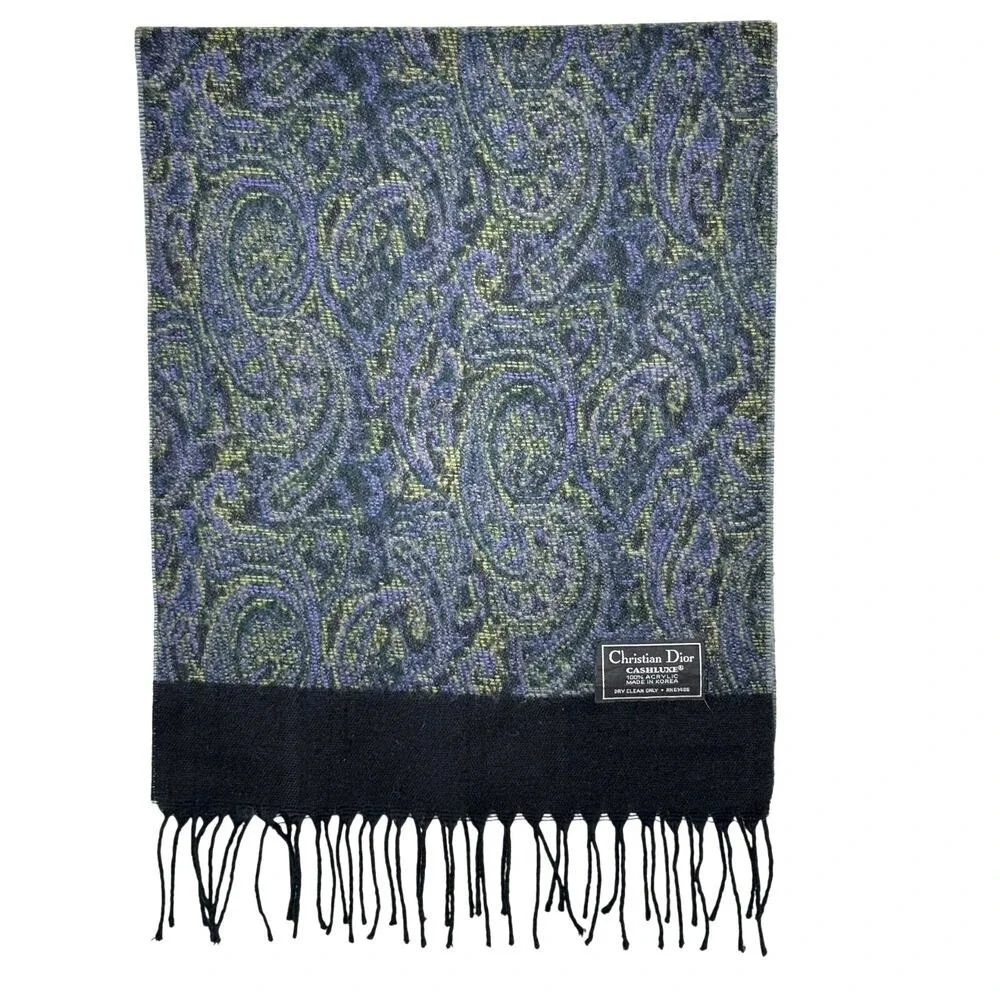 Christian Dior‎ Cashluxe black/purple paisley scarf